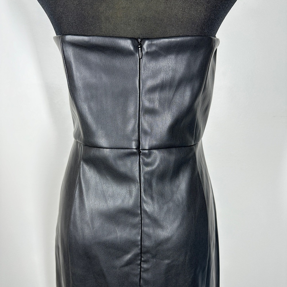 NWT Hutch Womens Faux Leather Strapless Sweetheart Mini Black Dress Size 10 - Picture 9 of 11